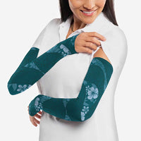 Aloha Hawaii Floral Tapa Arm Sleeves Patchwork Teal - Polynesian Pride