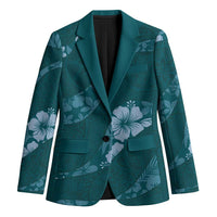 Aloha Hawaii Floral Tapa Blazer Patchwork Teal - Polynesian Pride
