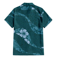 Aloha Hawaii Floral Tapa Family Matching Mermaid Dress and Hawaiian Shirt Patchwork Teal - Polynesian Pride