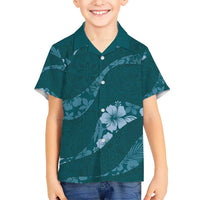 Aloha Hawaii Floral Tapa Hawaiian Shirt Patchwork Teal - Polynesian Pride