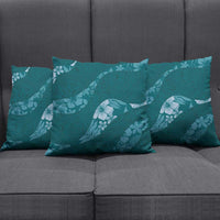 Aloha Hawaii Floral Tapa Pillow Cover Patchwork Teal - Polynesian Pride