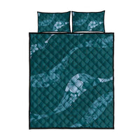 Aloha Hawaii Floral Tapa Quilt Bed Set Patchwork Teal - Polynesian Pride