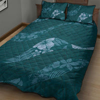 Aloha Hawaii Floral Tapa Quilt Bed Set Patchwork Teal - Polynesian Pride
