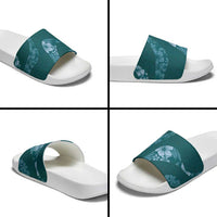 Aloha Hawaii Floral Tapa Slide Sandals Patchwork Teal - Polynesian Pride