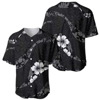 Aloha Hawaii Floral Tapa Baseball Jersey Patchwork Charcoal - Polynesian Pride