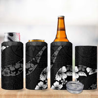 Aloha Hawaii Floral Tapa 4 in 1 Can Cooler Tumbler Patchwork Charcoal - Polynesian Pride