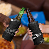 Aloha Hawaii Floral Tapa 4 in 1 Can Cooler Tumbler Patchwork Charcoal - Polynesian Pride
