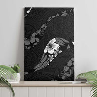 Aloha Hawaii Floral Tapa Canvas Wall Art Patchwork Charcoal - Polynesian Pride