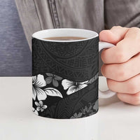 Aloha Hawaii Floral Tapa Ceramic Mug Patchwork Charcoal - Polynesian Pride