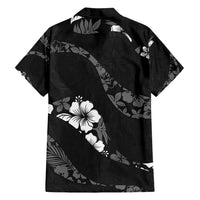 Aloha Hawaii Floral Tapa Family Matching Long Sleeve Bodycon Dress and Hawaiian Shirt Patchwork Charcoal - Polynesian Pride
