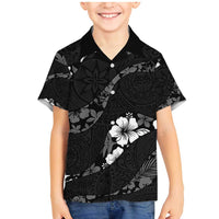 Aloha Hawaii Floral Tapa Family Matching Mermaid Dress and Hawaiian Shirt Patchwork Charcoal - Polynesian Pride
