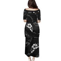 Aloha Hawaii Floral Tapa Family Matching Puletasi and Hawaiian Shirt Patchwork Charcoal - Polynesian Pride