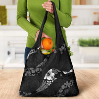 Aloha Hawaii Floral Tapa Grocery Bag Patchwork Charcoal - Polynesian Pride