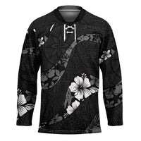 Aloha Hawaii Floral Tapa Hockey Jersey Patchwork Charcoal - Polynesian Pride