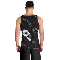 Aloha Hawaii Floral Tapa Men Tank Top Patchwork Charcoal - Polynesian Pride