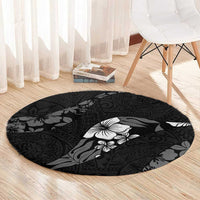 Aloha Hawaii Floral Tapa Round Carpet Patchwork Charcoal - Polynesian Pride