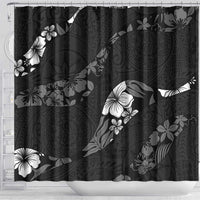 Aloha Hawaii Floral Tapa Shower Curtain Patchwork Charcoal - Polynesian Pride