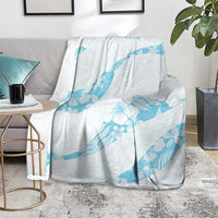 Aloha Hawaii Floral Tapa Blanket Patchwork Turquoise - Polynesian Pride