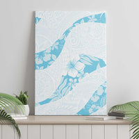 Aloha Hawaii Floral Tapa Canvas Wall Art Patchwork Turquoise - Polynesian Pride