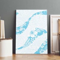 Aloha Hawaii Floral Tapa Canvas Wall Art Patchwork Turquoise - Polynesian Pride