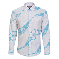 Aloha Hawaii Floral Tapa Family Matching Puletasi and Hawaiian Shirt Patchwork Turquoise - Polynesian Pride