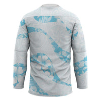 Aloha Hawaii Floral Tapa Hockey Jersey Patchwork Turquoise - Polynesian Pride