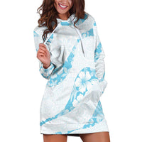 Aloha Hawaii Floral Tapa Hoodie Dress Patchwork Turquoise - Polynesian Pride