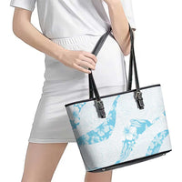 Aloha Hawaii Floral Tapa Leather Tote Bag Patchwork Turquoise - Polynesian Pride