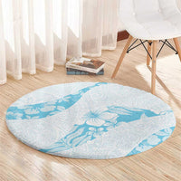 Aloha Hawaii Floral Tapa Round Carpet Patchwork Turquoise - Polynesian Pride