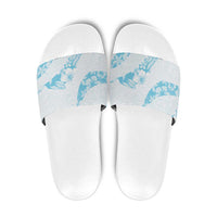 Aloha Hawaii Floral Tapa Slide Sandals Patchwork Turquoise - Polynesian Pride