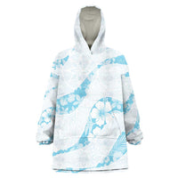 Aloha Hawaii Floral Tapa Wearable Blanket Hoodie Patchwork Turquoise - Polynesian Pride
