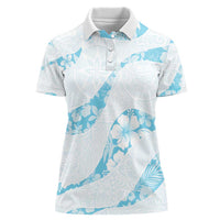 Aloha Hawaii Floral Tapa Women Polo Shirt Patchwork Turquoise - Polynesian Pride