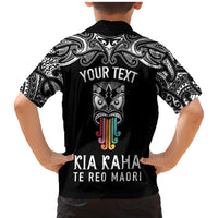 personalised-kia-kaha-te-reo-maori-family-matching-mermaid-dress-and-hawaiian-shirt-hei-tiki-mix-koru-black