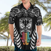 Personalised Kia Kaha Te Reo Maori Hawaiian Shirt Hei Tiki Mix Koru - Black LT7 - Polynesian Pride
