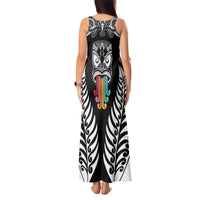 Personalised Kia Kaha Te Reo Maori Tank Maxi Dress Hei Tiki Mix Koru - Black LT7 - Polynesian Pride
