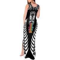 Personalised Kia Kaha Te Reo Maori Tank Maxi Dress Hei Tiki Mix Koru - Black LT7 - Polynesian Pride