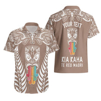 Personalised Kia Kaha Te Reo Maori Hawaiian Shirt Hei Tiki Mix Koru - Brown LT7 - Polynesian Pride