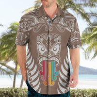 Personalised Kia Kaha Te Reo Maori Hawaiian Shirt Hei Tiki Mix Koru - Brown LT7 - Polynesian Pride