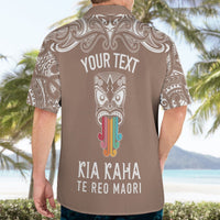 Personalised Kia Kaha Te Reo Maori Hawaiian Shirt Hei Tiki Mix Koru - Brown LT7 - Polynesian Pride