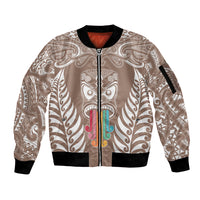 personalised-kia-kaha-te-reo-maori-sleeve-zip-bomber-jacket-hei-tiki-mix-koru-brown