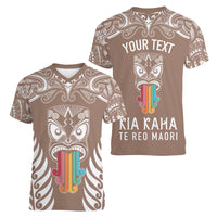 personalised-kia-kaha-te-reo-maori-women-v-neck-t-shirt-hei-tiki-mix-koru-brown