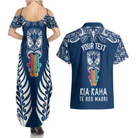 personalised-kia-kaha-te-reo-maori-couples-matching-summer-maxi-dress-and-hawaiian-shirt-hei-tiki-mix-koru-navy-blue