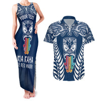 personalised-kia-kaha-te-reo-maori-couples-matching-tank-maxi-dress-and-hawaiian-shirt-hei-tiki-mix-koru-navy-blue