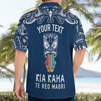 Personalised Kia Kaha Te Reo Maori Hawaiian Shirt Hei Tiki Mix Koru - Navy Blue LT7 - Polynesian Pride