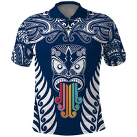 Personalised Kia Kaha Te Reo Maori Polo Shirt Hei Tiki Mix Koru - Navy Blue LT7 Navy - Polynesian Pride