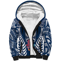 Personalised Kia Kaha Te Reo Maori Sherpa Hoodie Hei Tiki Mix Koru - Navy Blue LT7 Unisex Navy - Polynesian Pride