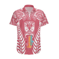 Personalised Kia Kaha Te Reo Maori Hawaiian Shirt Hei Tiki Mix Koru - Pink LT7 Pink - Polynesian Pride