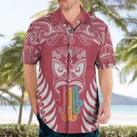 Personalised Kia Kaha Te Reo Maori Hawaiian Shirt Hei Tiki Mix Koru - Pink LT7 - Polynesian Pride