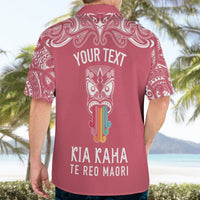 Personalised Kia Kaha Te Reo Maori Hawaiian Shirt Hei Tiki Mix Koru - Pink LT7 - Polynesian Pride