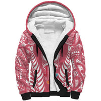 Personalised Kia Kaha Te Reo Maori Sherpa Hoodie Hei Tiki Mix Koru - Pink LT7 Unisex Pink - Polynesian Pride